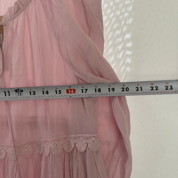 NWT Eberjey Pink Small Summer of Love Sofia Mini V-Neck Lace Scalloped Hem Dress - Picture 11 of 13